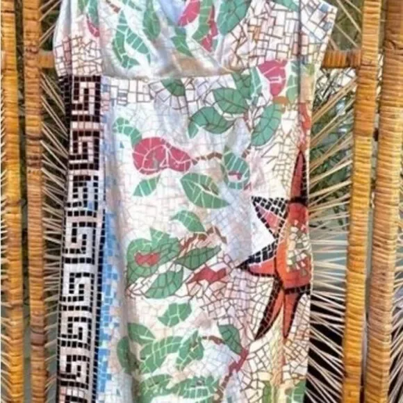 ✨ Beautiful handmade silk dress in a unique mosaic floral pattern. Size 12. - Picture 8 of 11